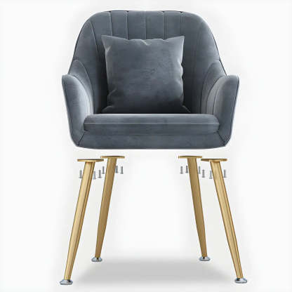 Solid-Back Metal-Leg Upholstered Dining Arm Chair