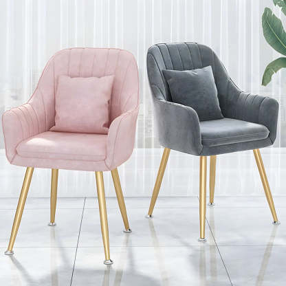 Solid-Back Metal-Leg Upholstered Dining Arm Chair