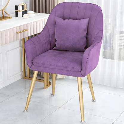 Solid-Back Metal-Leg Upholstered Dining Arm Chair