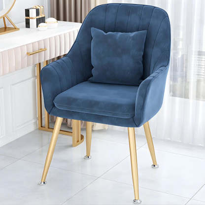 Solid-Back Metal-Leg Upholstered Dining Arm Chair