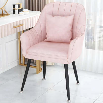 Solid-Back Metal-Leg Upholstered Dining Arm Chair