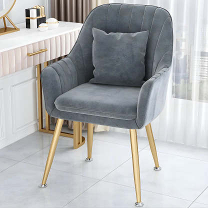 Solid-Back Metal-Leg Upholstered Dining Arm Chair