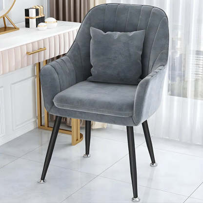 Solid-Back Metal-Leg Upholstered Dining Arm Chair