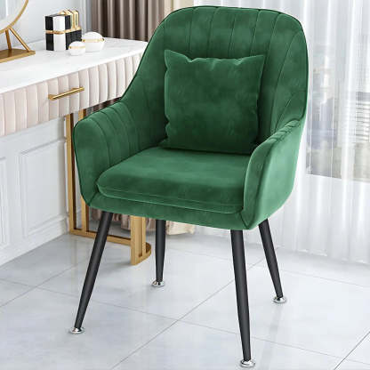 Solid-Back Metal-Leg Upholstered Dining Arm Chair — 1 Piece / Lake Blue / Brass/ Gold