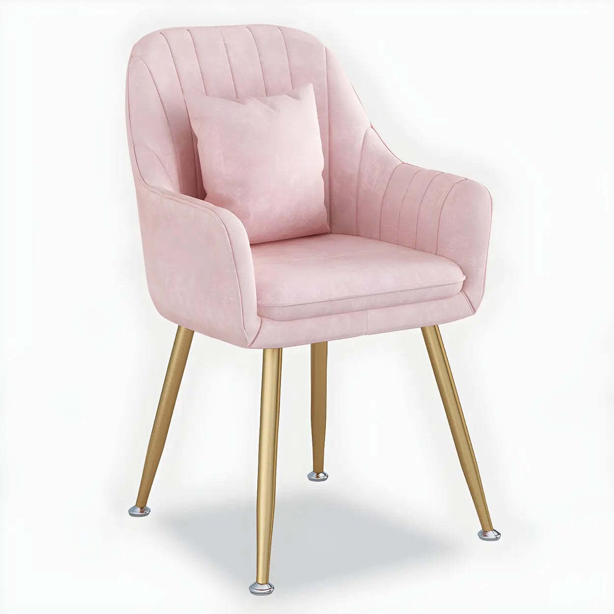 Solid-Back Metal-Leg Upholstered Dining Arm Chair — 1 Piece / Purple / Black