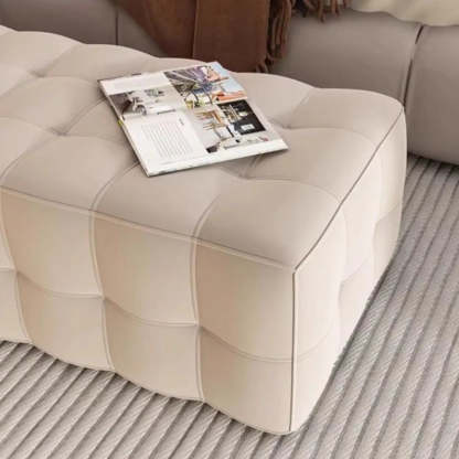 Solid Beige Upholstered Short Bedroom Bench — Beige