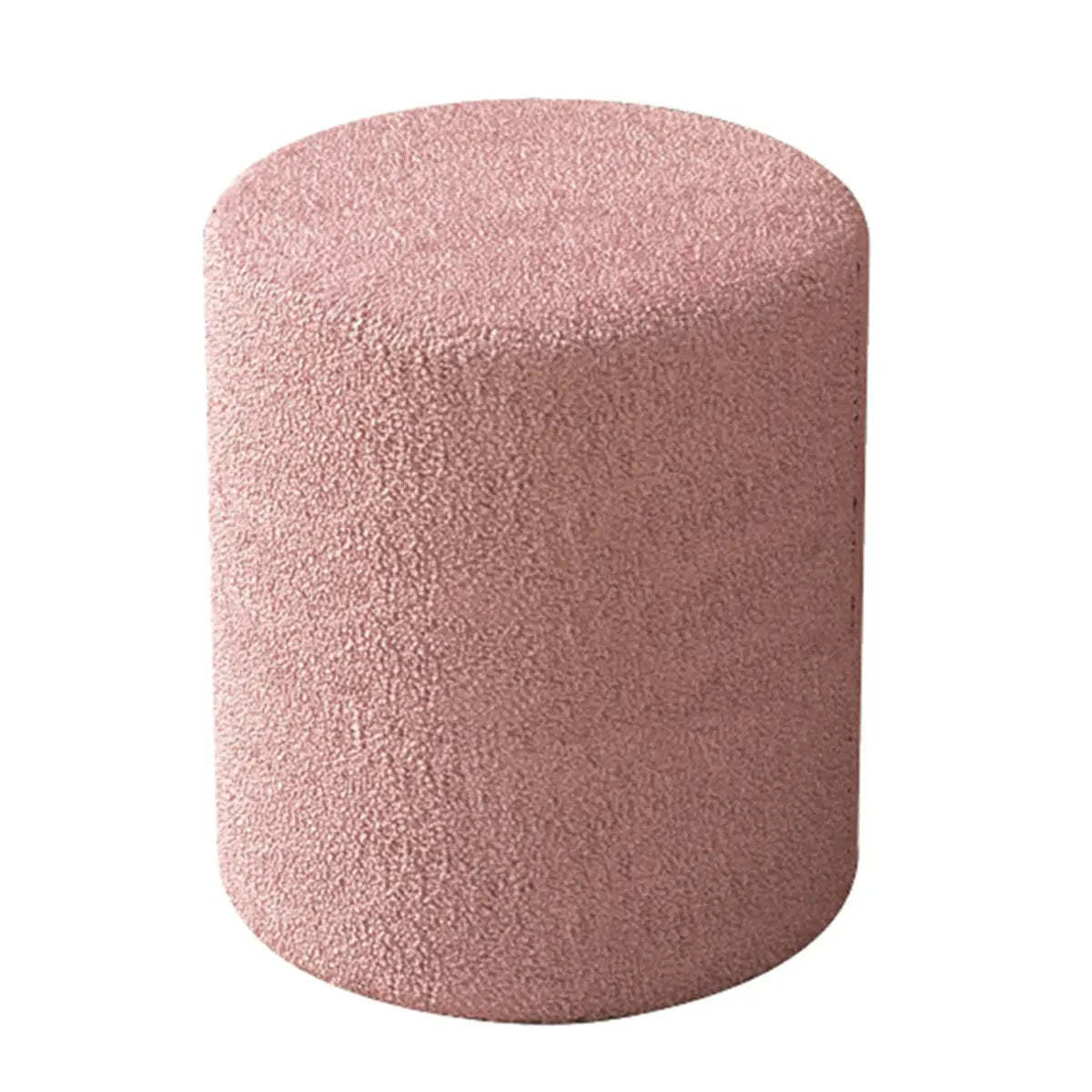 Light Pink Cylindrical Fabric Vanity Stool — Pink / 2 Piece Set