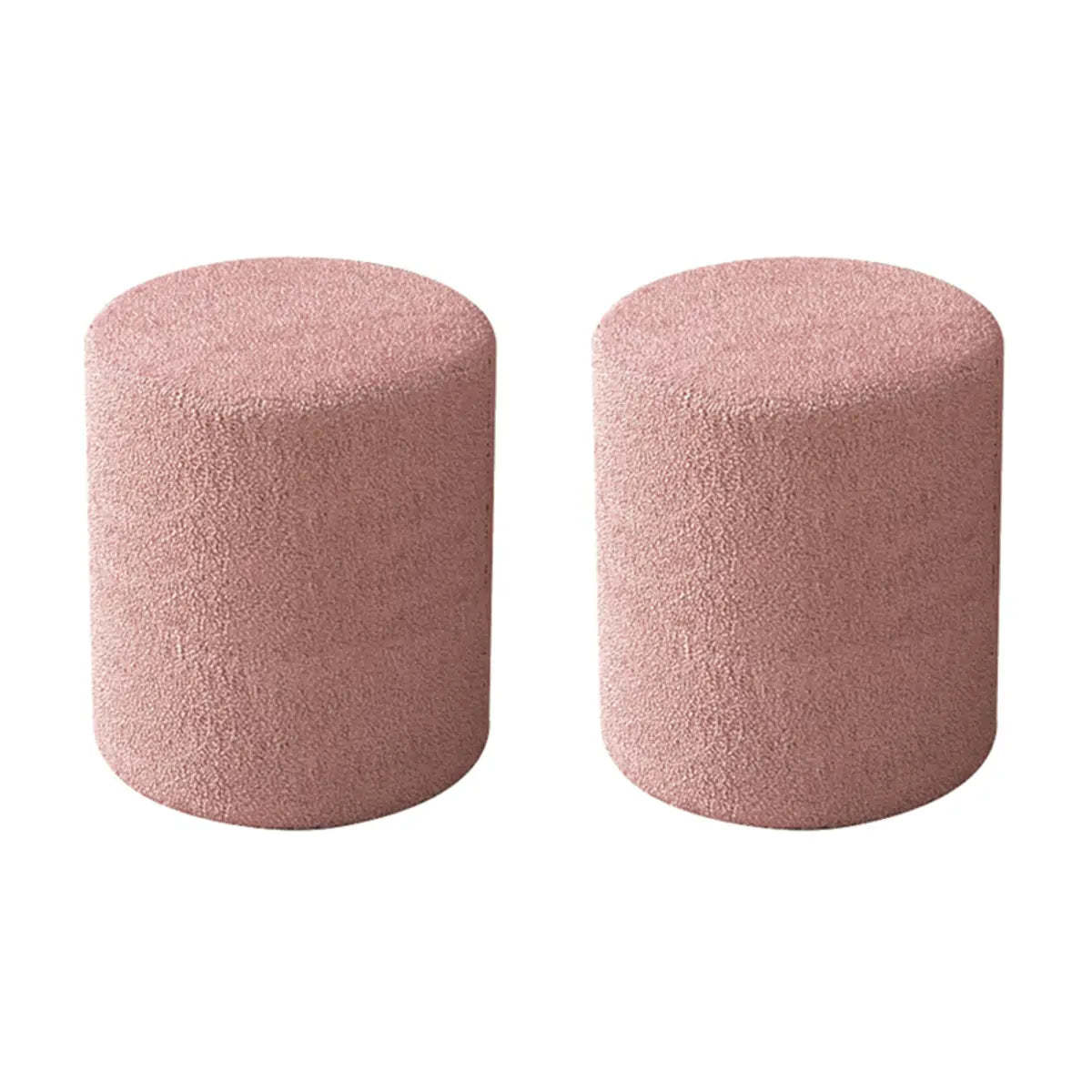 Light Pink Cylindrical Fabric Vanity Stool