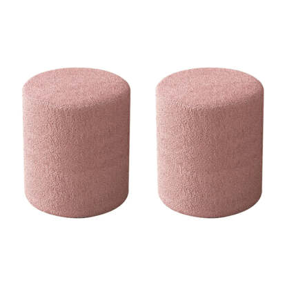 Light Pink Cylindrical Fabric Vanity Stool