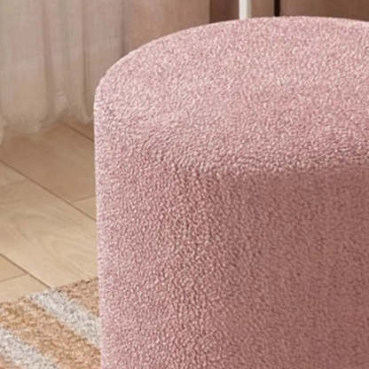 Light Pink Cylindrical Fabric Vanity Stool — Light Pink / 2 Piece Set