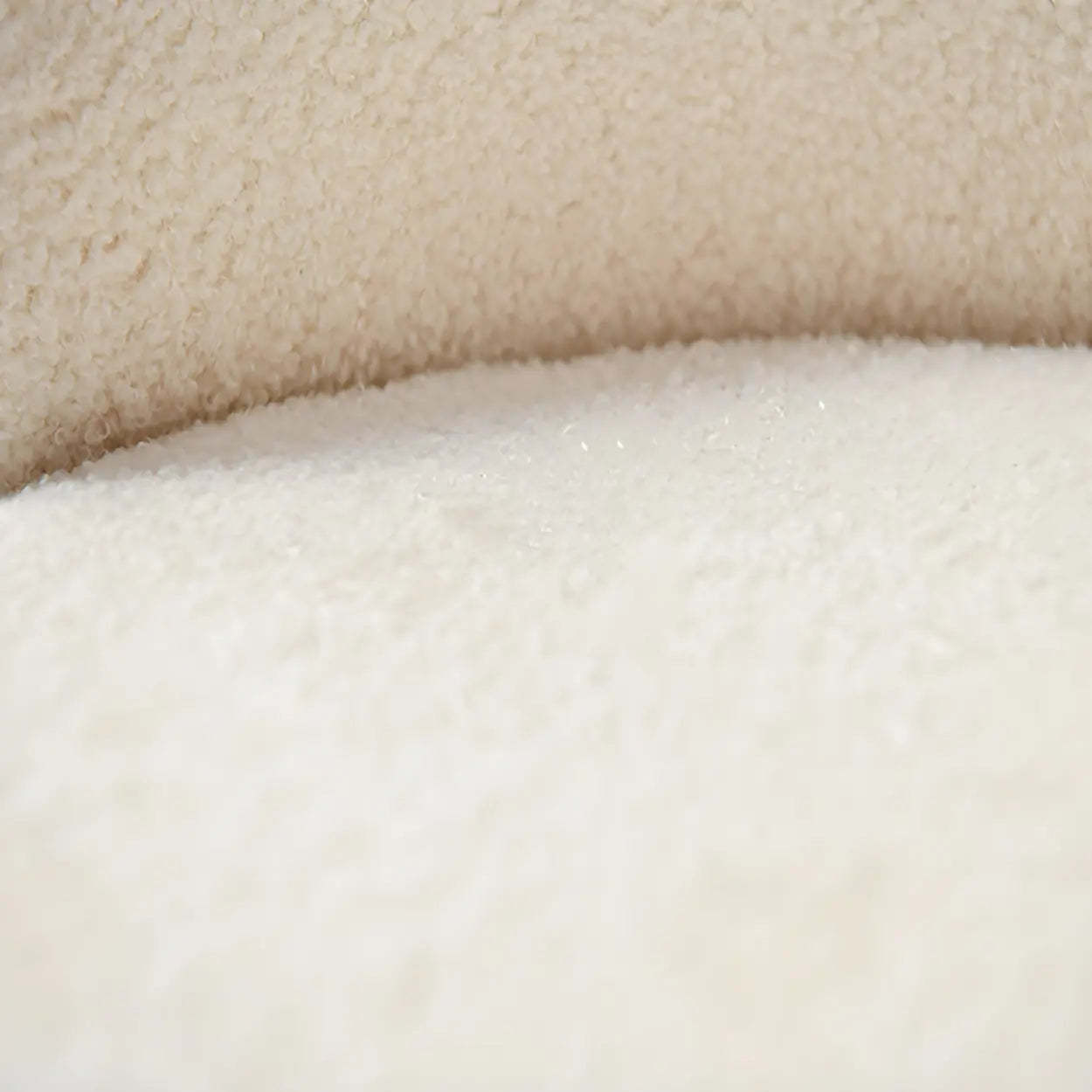 White Round Wool Vanity Stool with Backrest