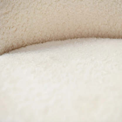 White Round Wool Vanity Stool with Backrest