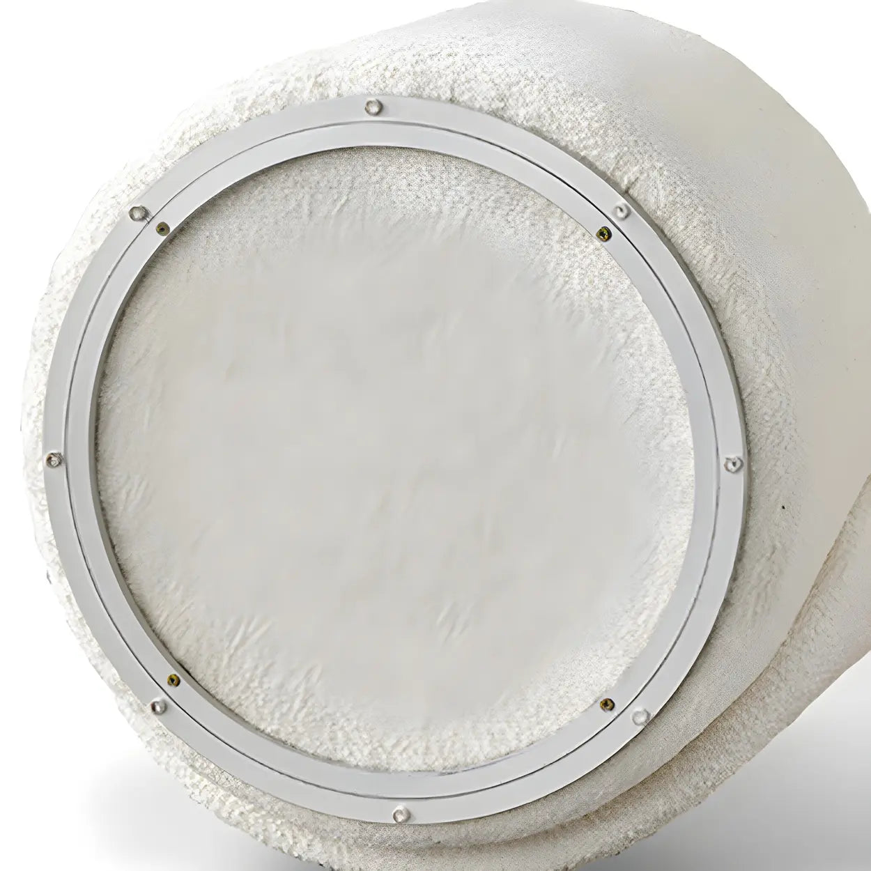 White Round Wool Vanity Stool with Backrest