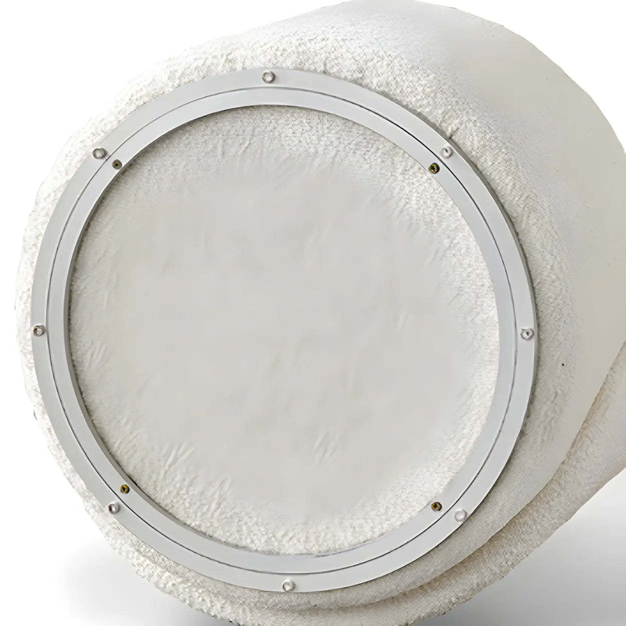 White Round Wool Vanity Stool with Backrest