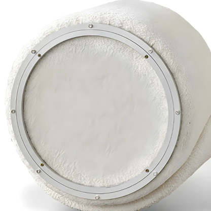 White Round Wool Vanity Stool with Backrest