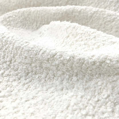 White Round Wool Vanity Stool with Backrest