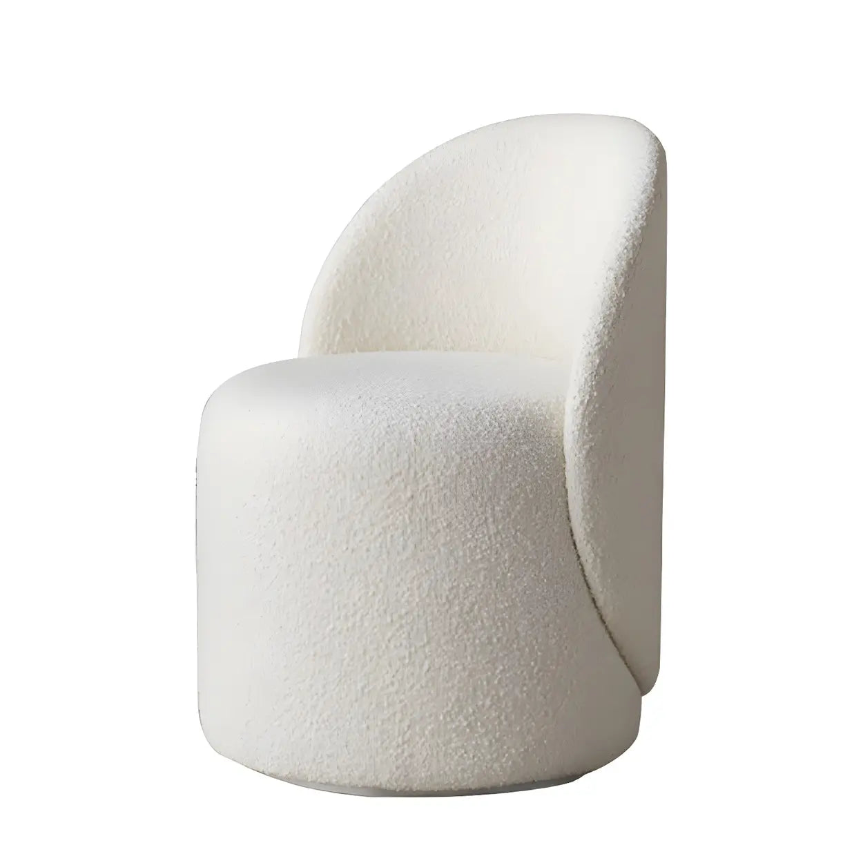 White Round Wool Vanity Stool with Backrest — Wool / Swivel / 1 Piece