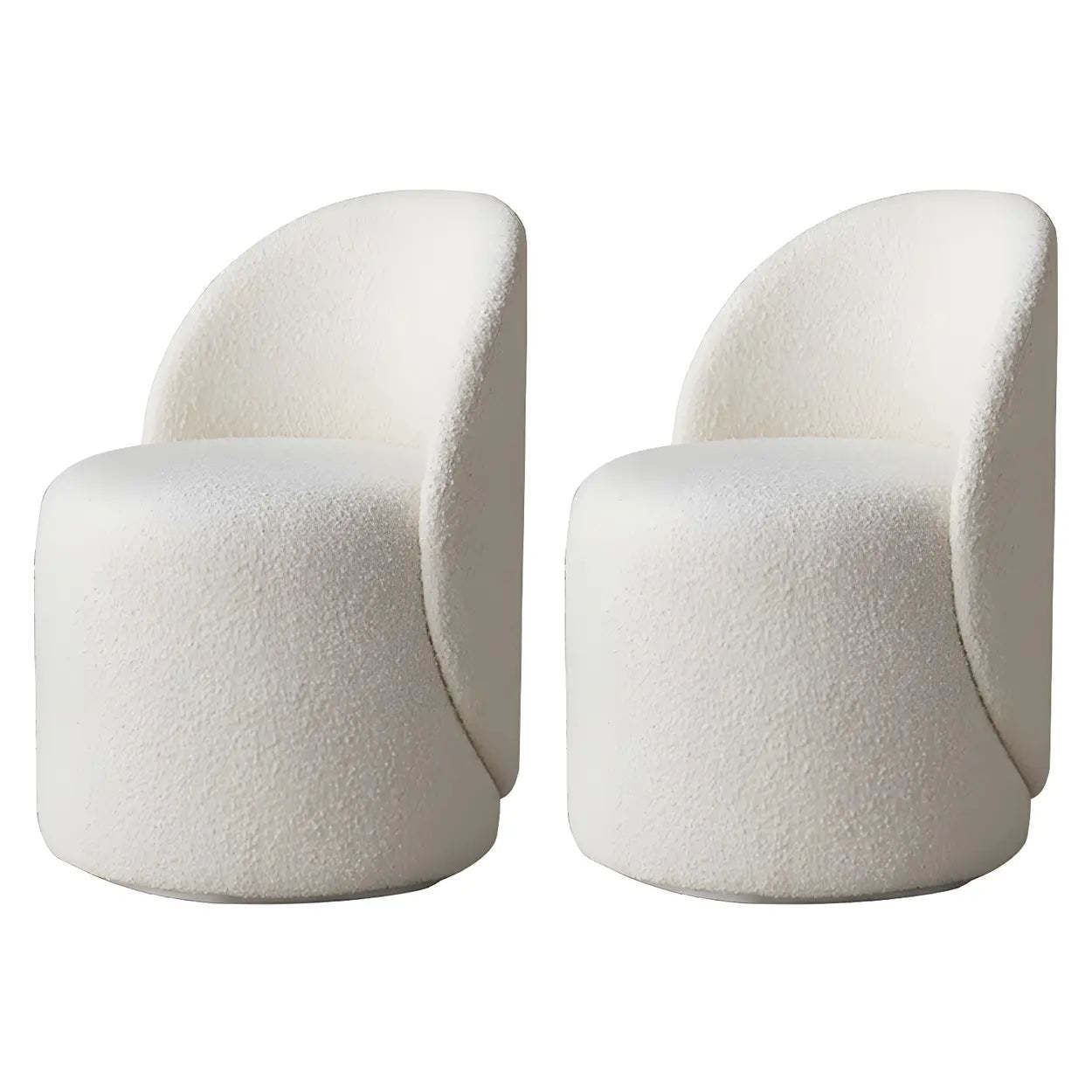 White Round Wool Vanity Stool with Backrest — Wool / Fixed / 1 Piece