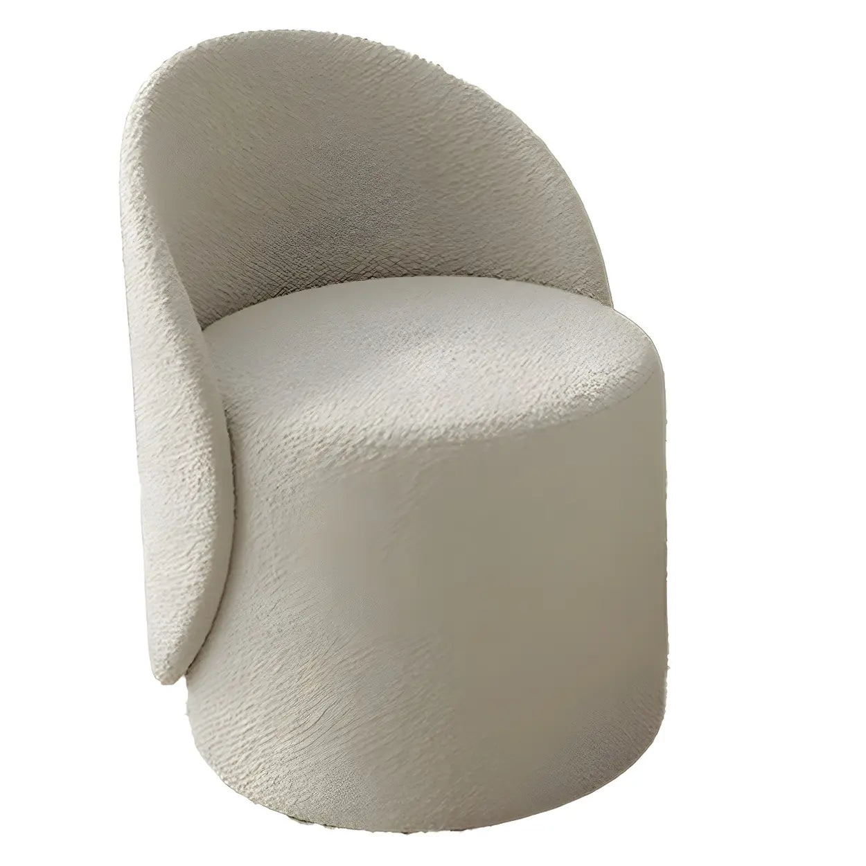 White Round Wool Vanity Stool with Backrest