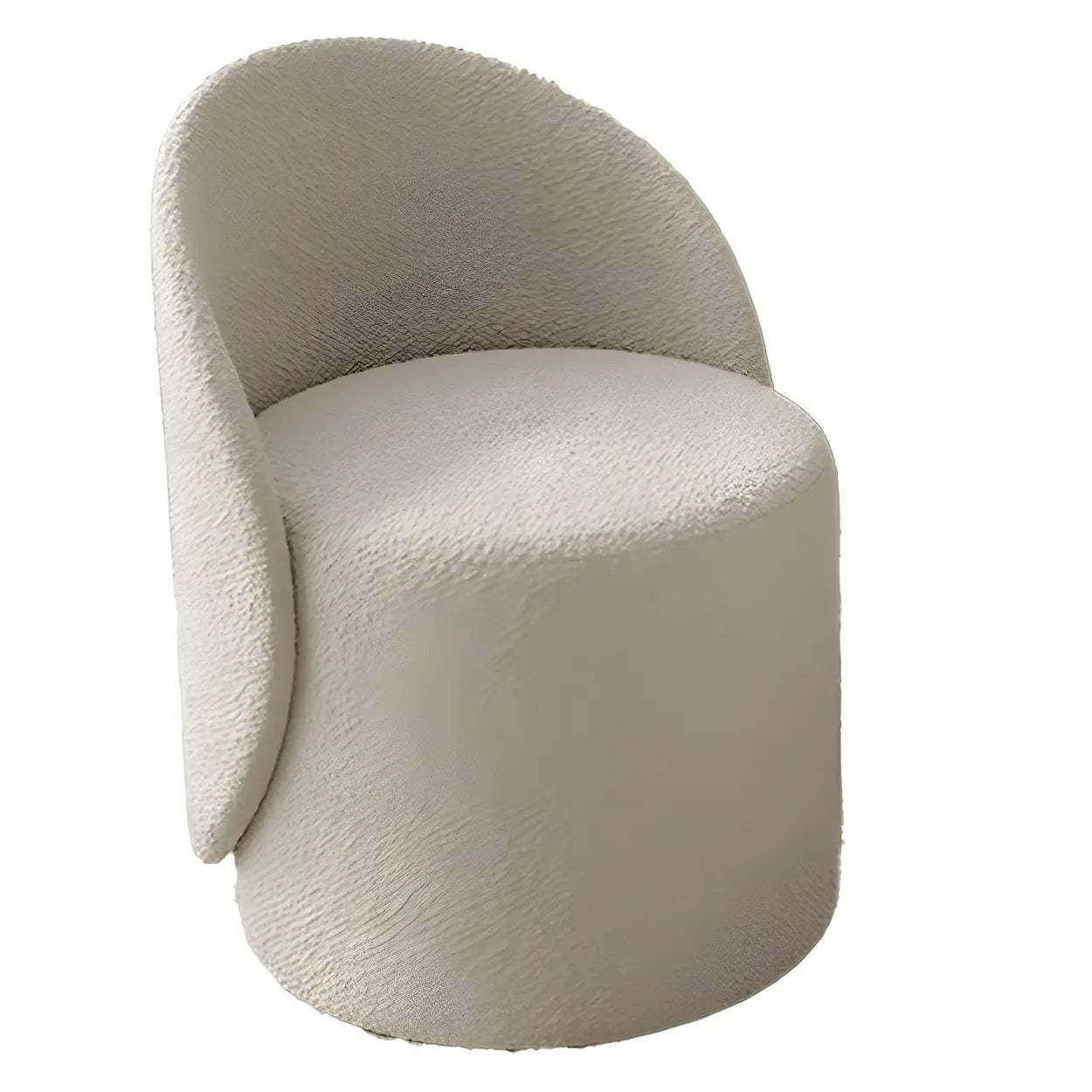 White Round Wool Vanity Stool with Backrest