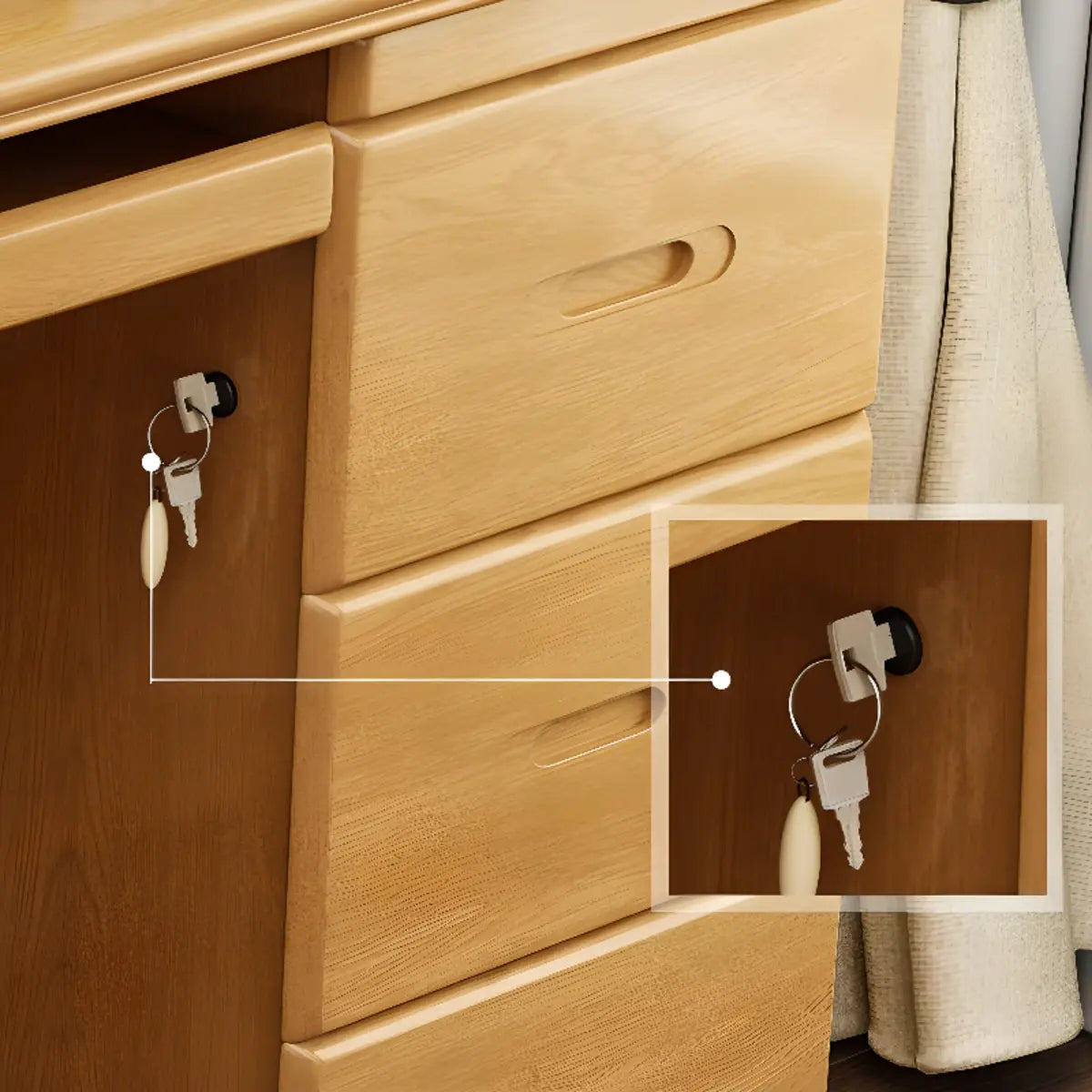 Wood Locking Drawer Keyboard Tray Computer Desk