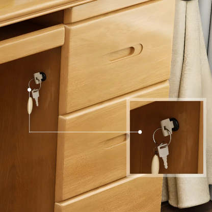 Wood Locking Drawer Keyboard Tray Computer Desk