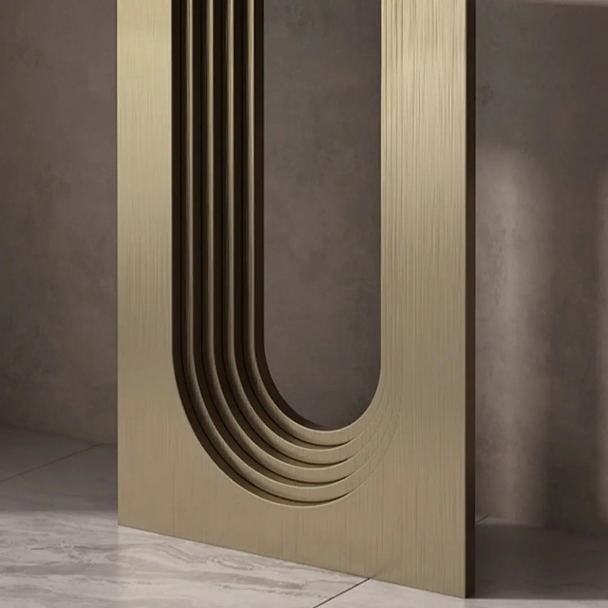 Sophisticated Abstract White Oval Marble Console — Gold