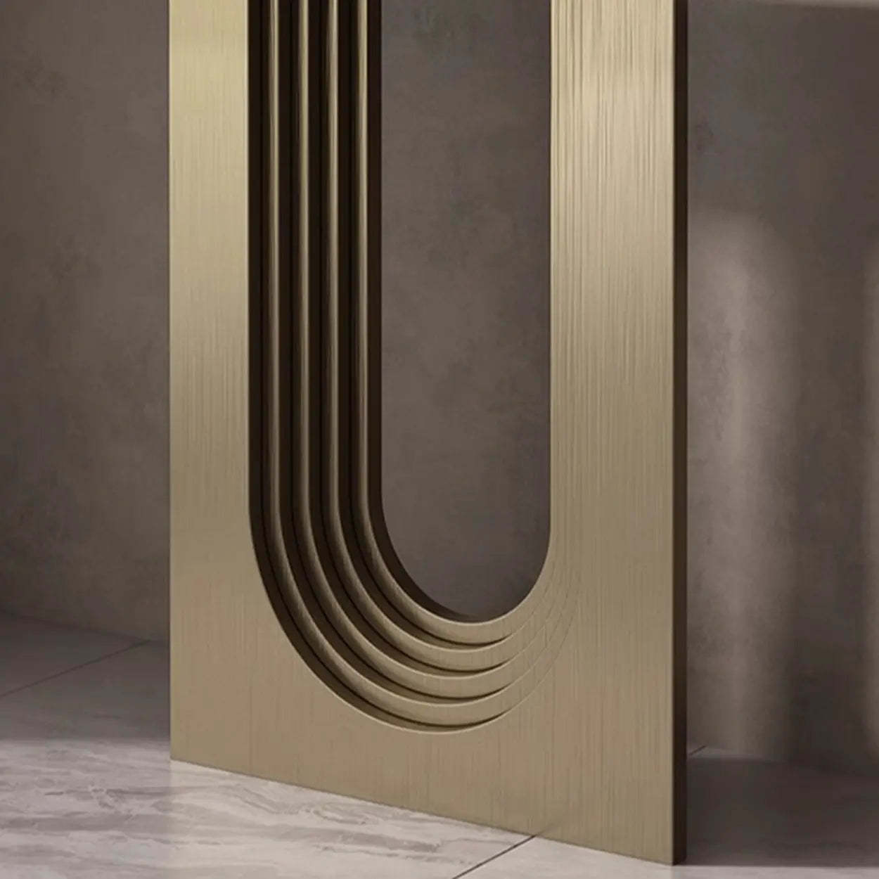 Sophisticated Abstract White Oval Marble Console — Gold