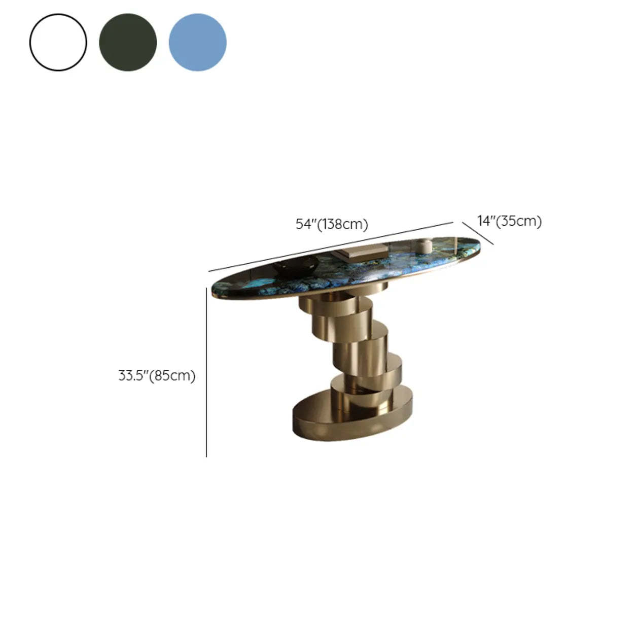 Sophisticated Oval Marble Gold Console Table