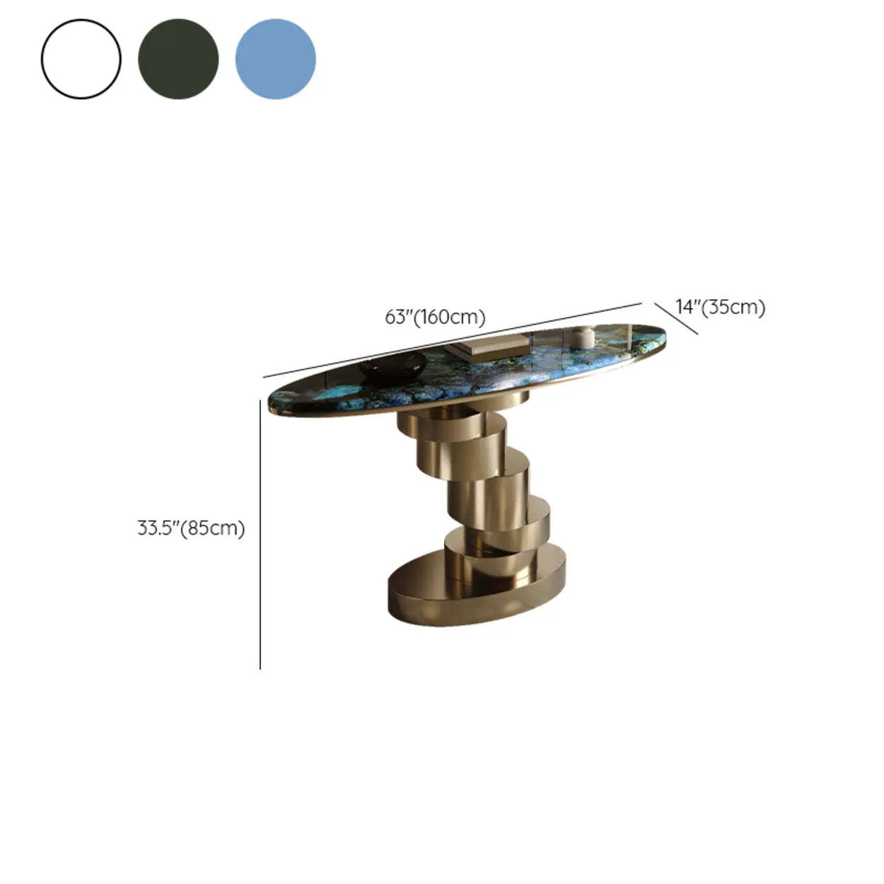 Sophisticated Oval Marble Gold Console Table