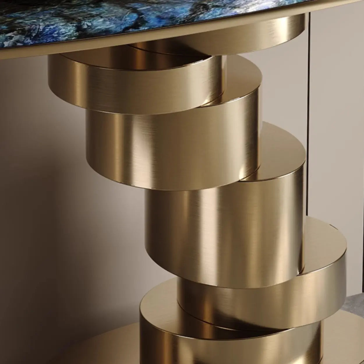 Sophisticated Oval Marble Gold Console Table — White