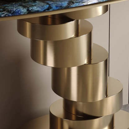 Sophisticated Oval Marble Gold Console Table — White