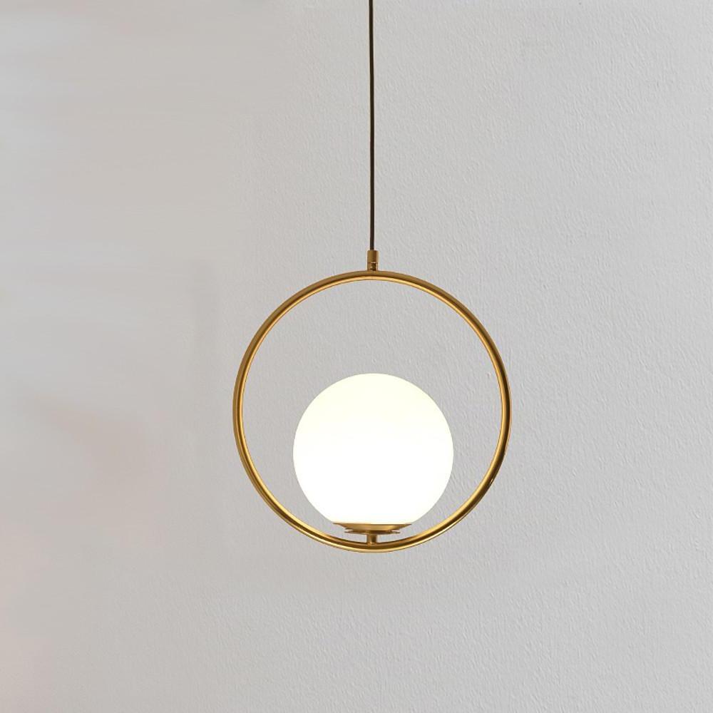 Lighom ball opal black pendant lighting in metal — Warm White (3000K) / Brushed Gold