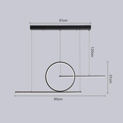 Circle Linear Design LED Modern Chandelier Hanging Ceiling Lights-Lighom