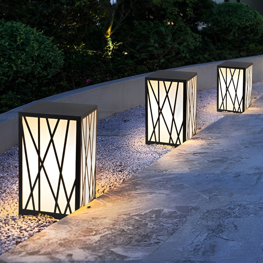Square 20W LED Waterproof Modern Solar Post Lights Outdoor Pathway Lights-Lighom