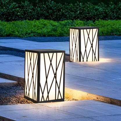 Square 20W LED Waterproof Modern Solar Post Lights Outdoor Pathway Lights-Lighom
