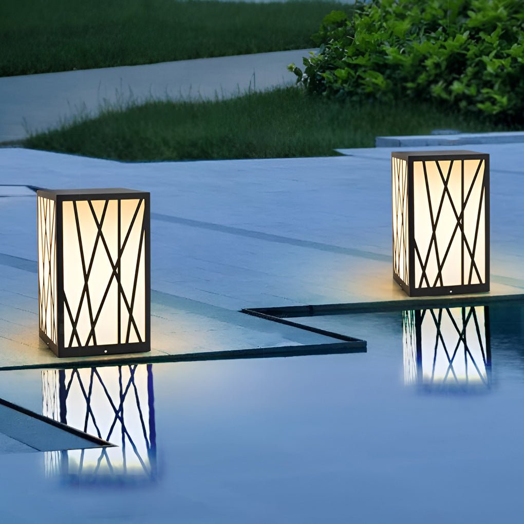 Square 20W LED Waterproof Modern Solar Post Lights Outdoor Pathway Lights-Lighom
