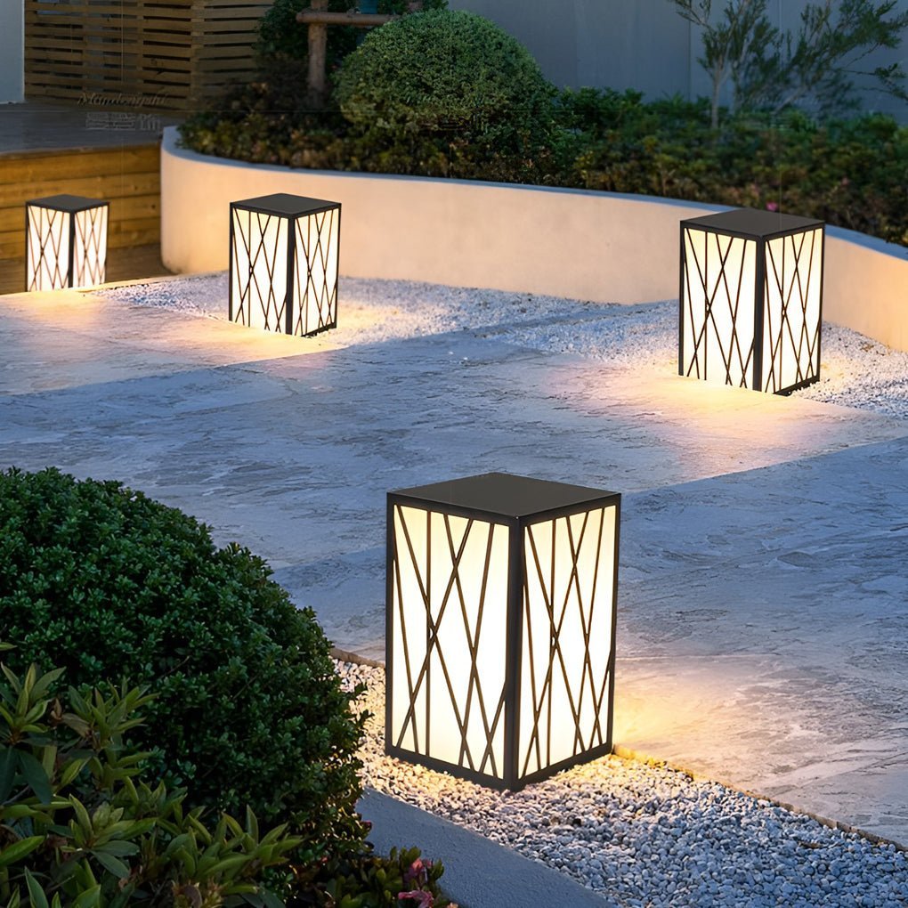 Square 20W LED Waterproof Modern Solar Post Lights Outdoor Pathway Lights-Lighom