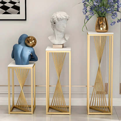 Black Square Gold Metal Display Plant Stand