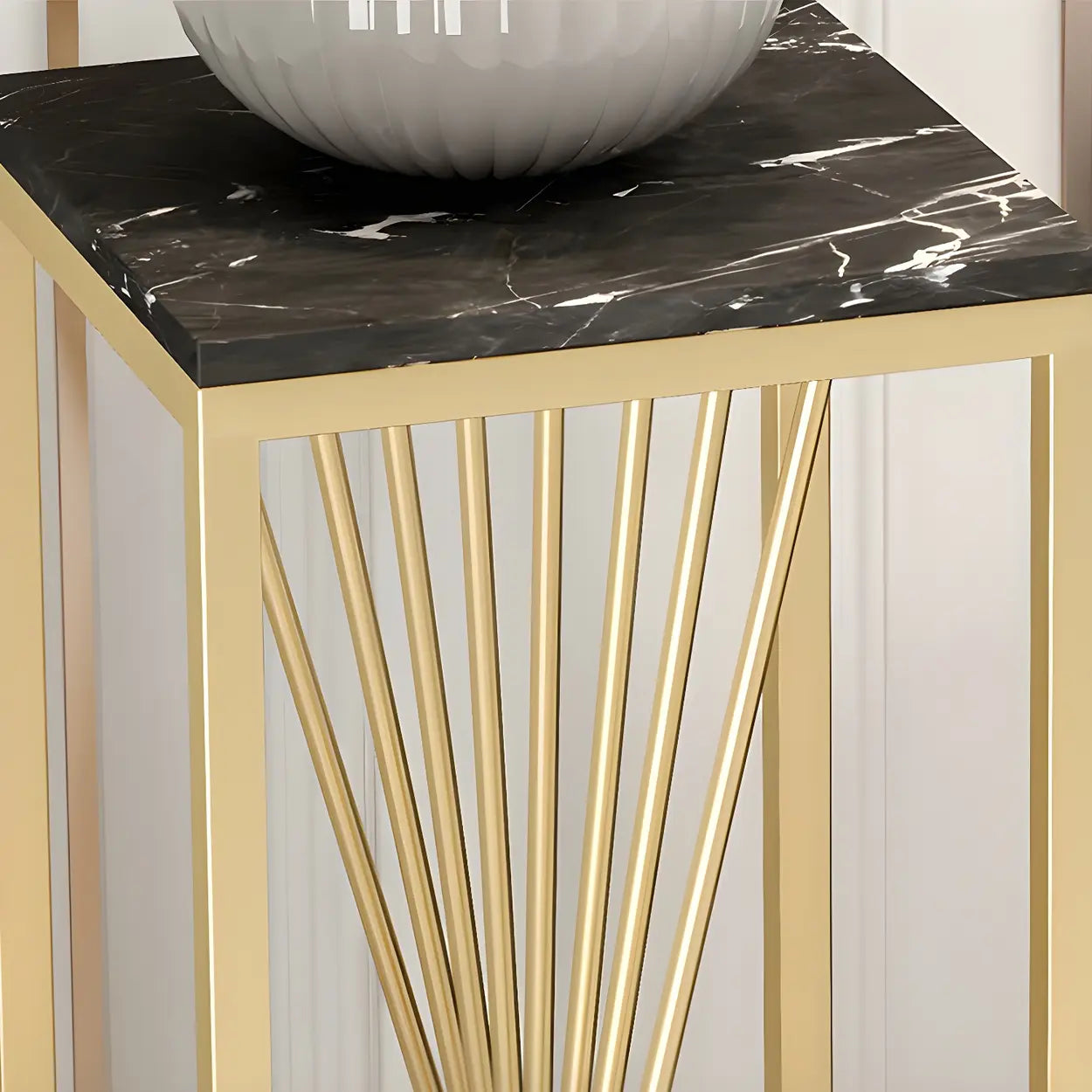 Black Square Gold Metal Display Plant Stand