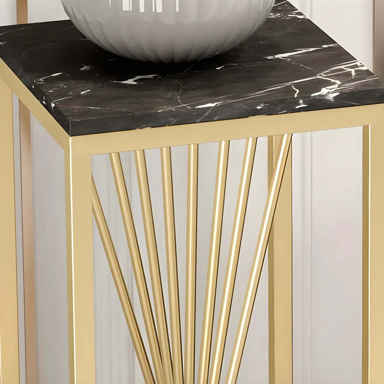 Black Square Gold Metal Display Plant Stand