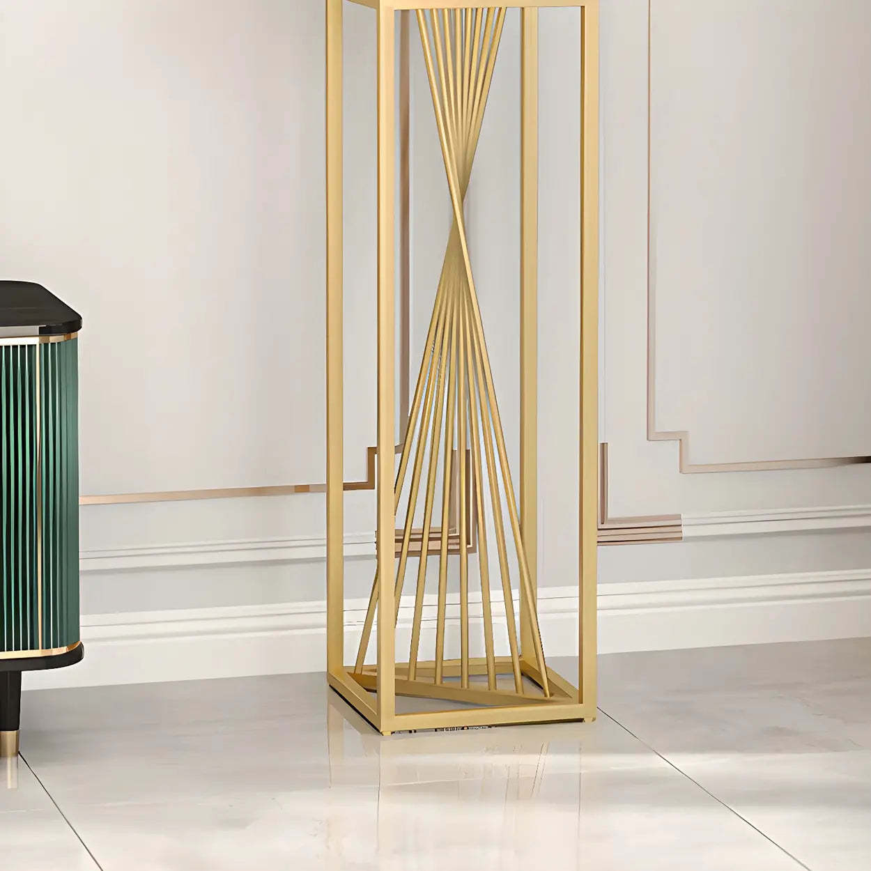 Black Square Gold Metal Display Plant Stand