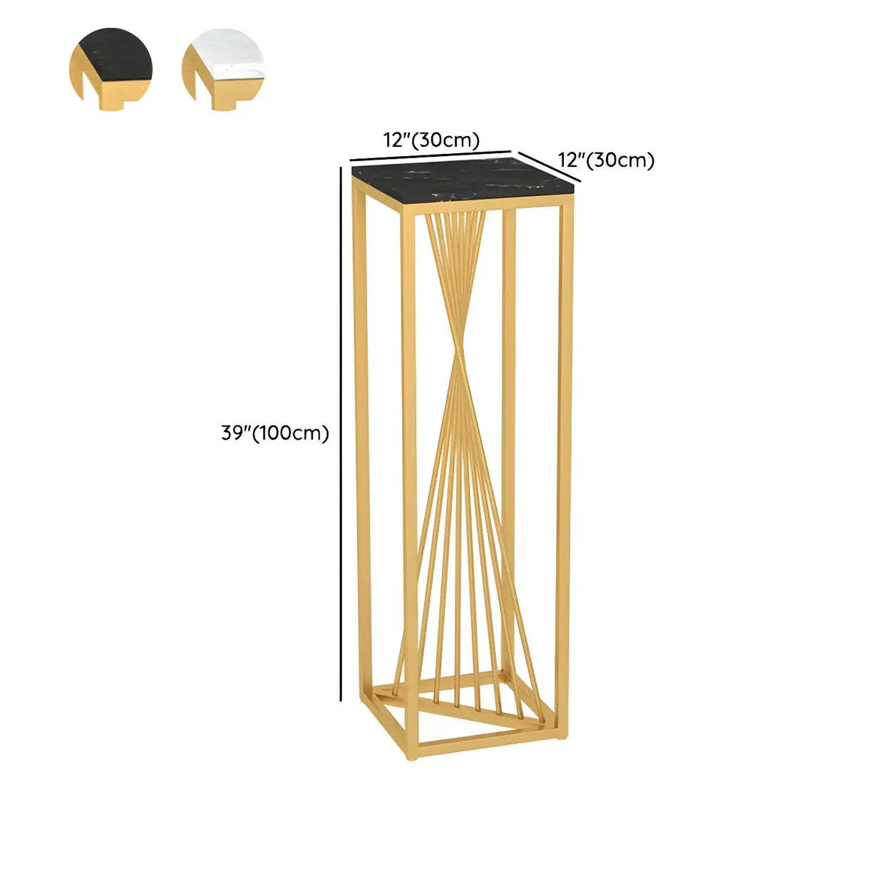 Black Square Gold Metal Display Plant Stand