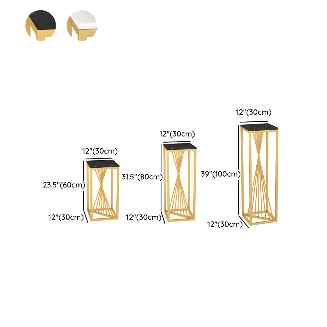 Black Square Gold Metal Display Plant Stand