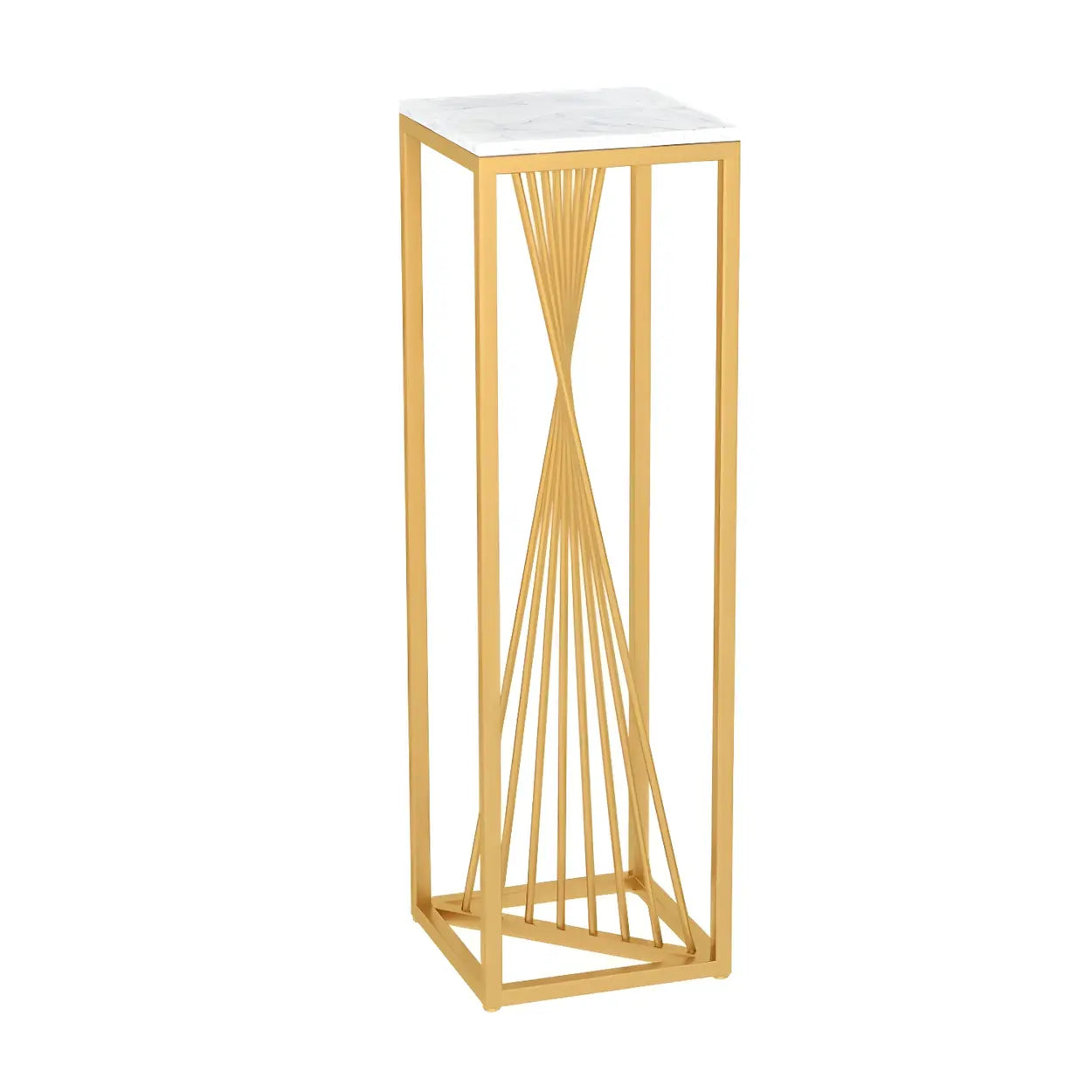 Black Square Gold Metal Display Plant Stand — White