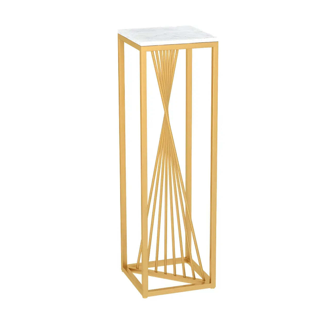 Black Square Gold Metal Display Plant Stand — White