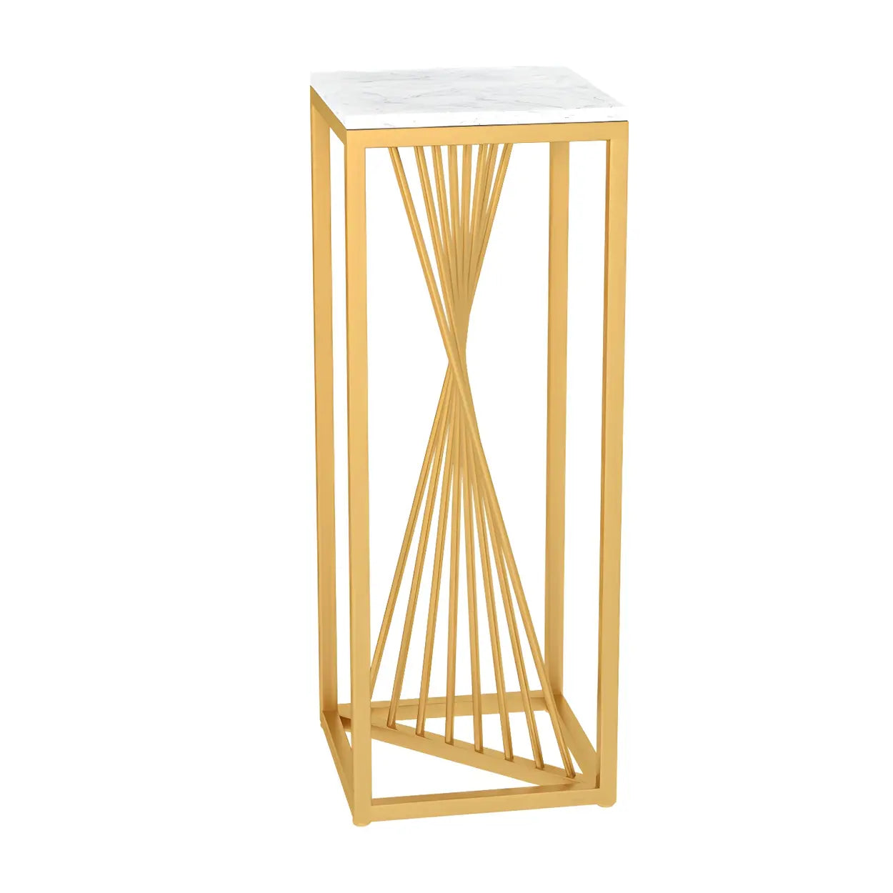 Black Square Gold Metal Display Plant Stand — White