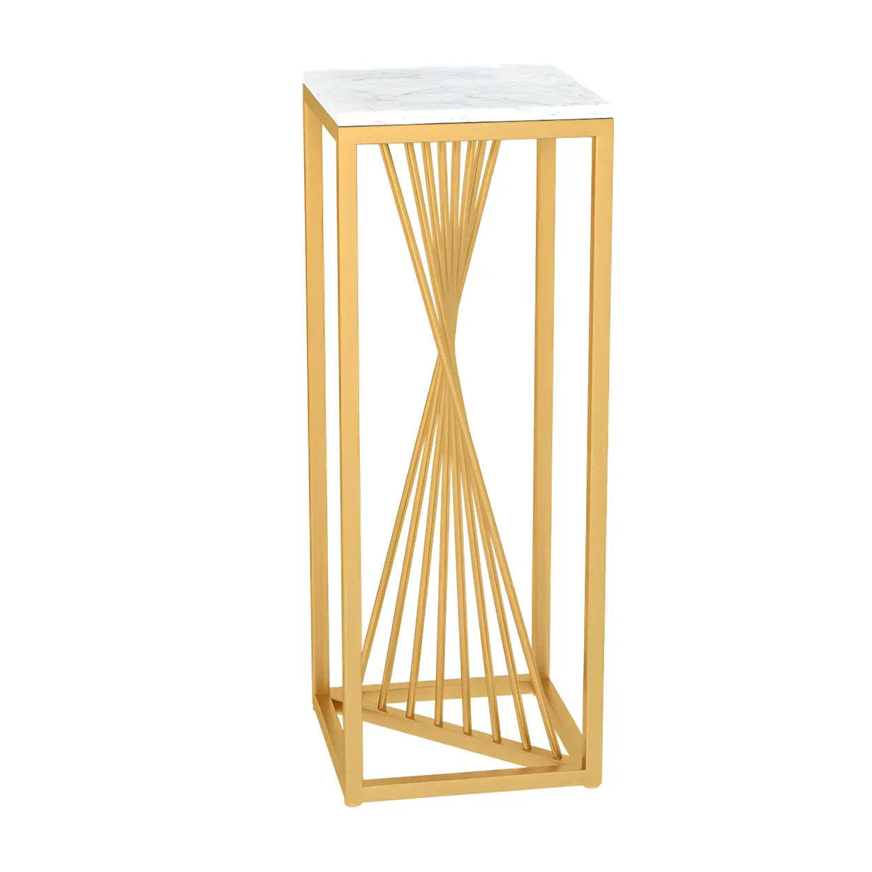 Black Square Gold Metal Display Plant Stand — White