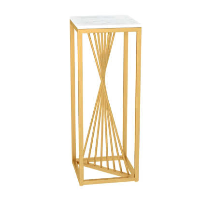 Black Square Gold Metal Display Plant Stand — White