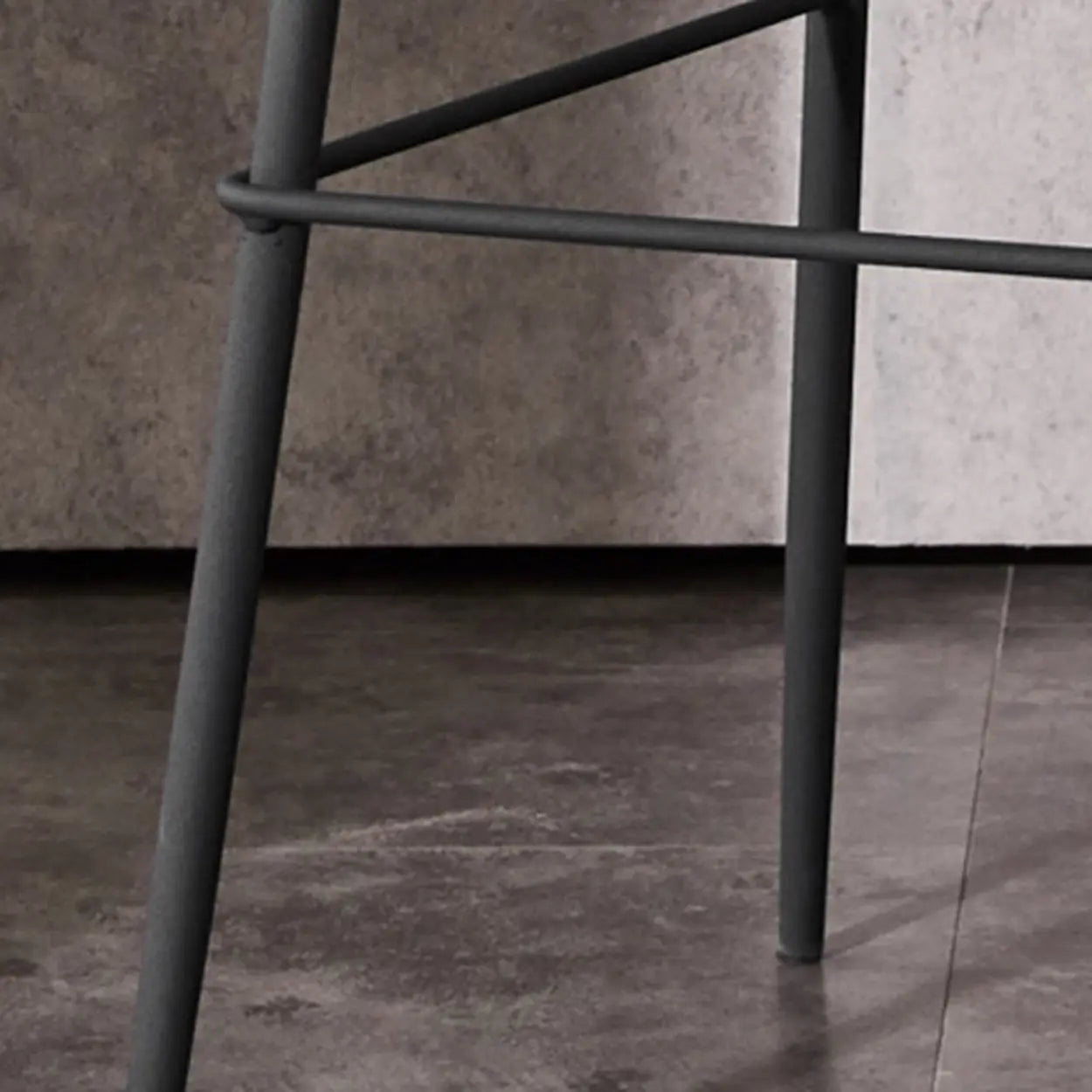 Square Leather Low-Back Bar Stool with Metal Legs